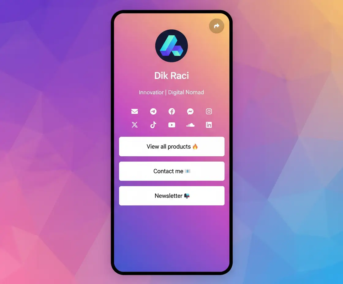 Screenshot of the app biolink editing page